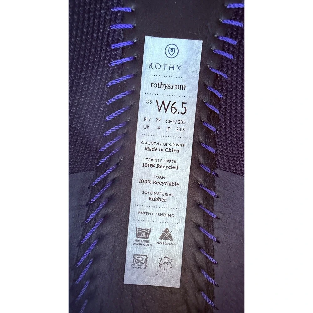 Rothys Navy Rounded Toe Knit Flats Womens 6.5 Sustainable Washable